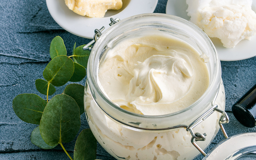 A jar of whipped coca butter. A jar of whipped coca butter.