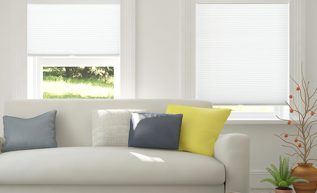 Inside mount blinds in a home.