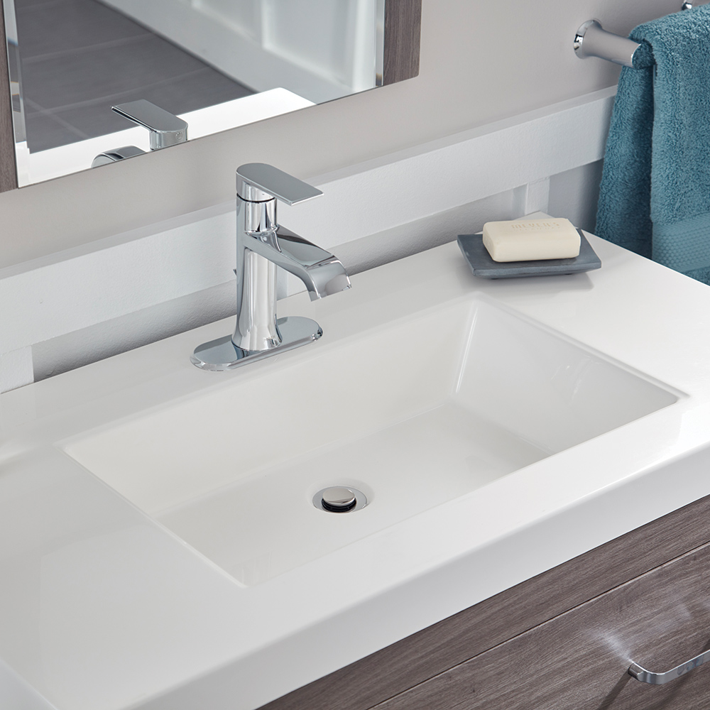 A white vanity sink.