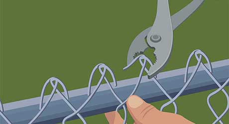 Weave in a patch of mesh - Repairing Maintaining Fences and Gates Weave in a patch of mesh - Repairing Maintaining Fences and Gates
