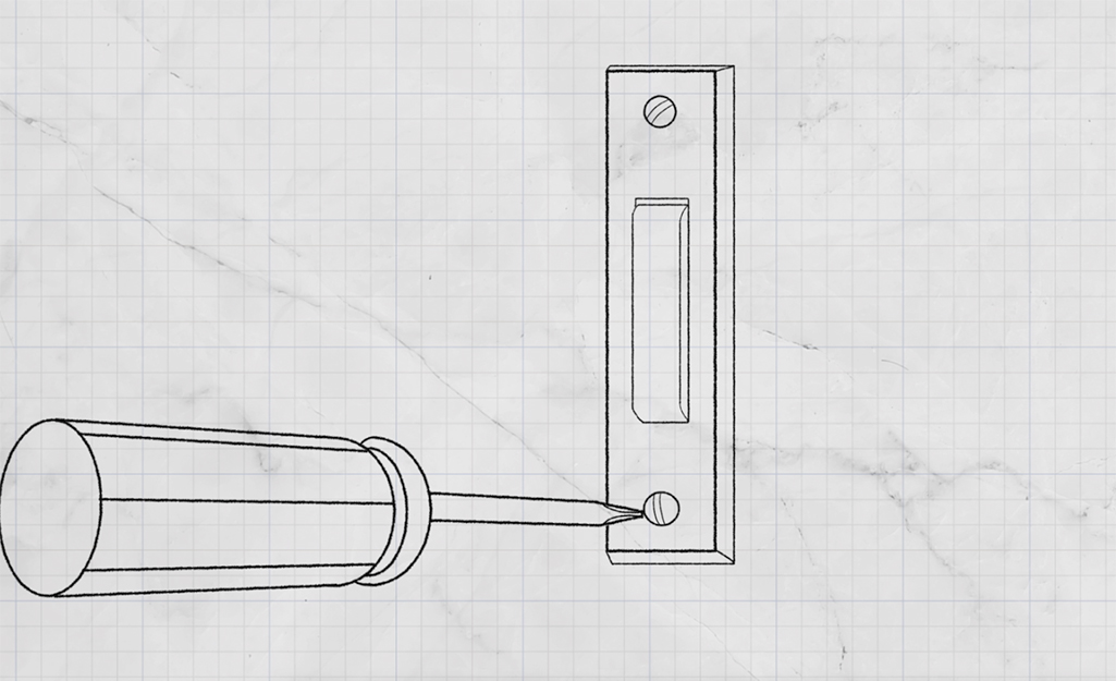 Illustration of a doorbell button being unscrewed.