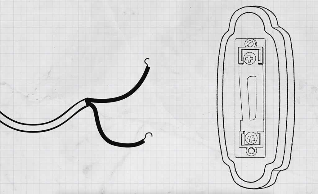 Illustration of the wires that go to a doorbell button.