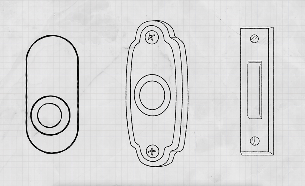 Illustration of different types of doorbells.