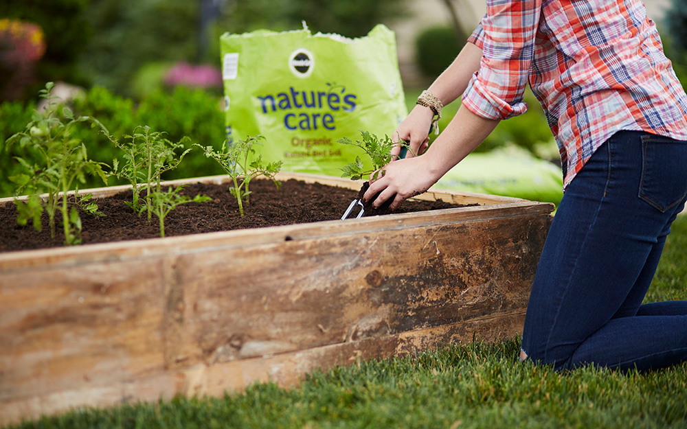 Adding soil to a raised bed