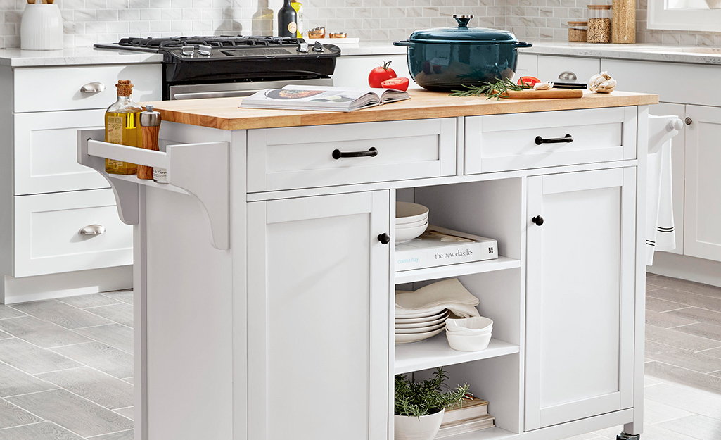 How To Use A Kitchen Cart, Mobile Kitchen Island Cabinet Storage Cart Pantry