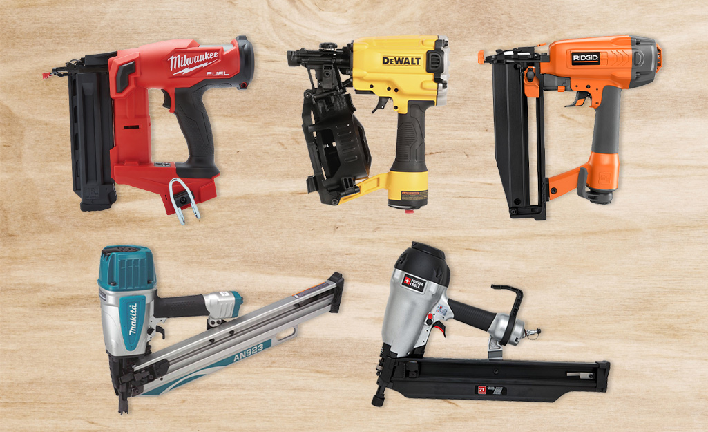 Different models of nail gun.