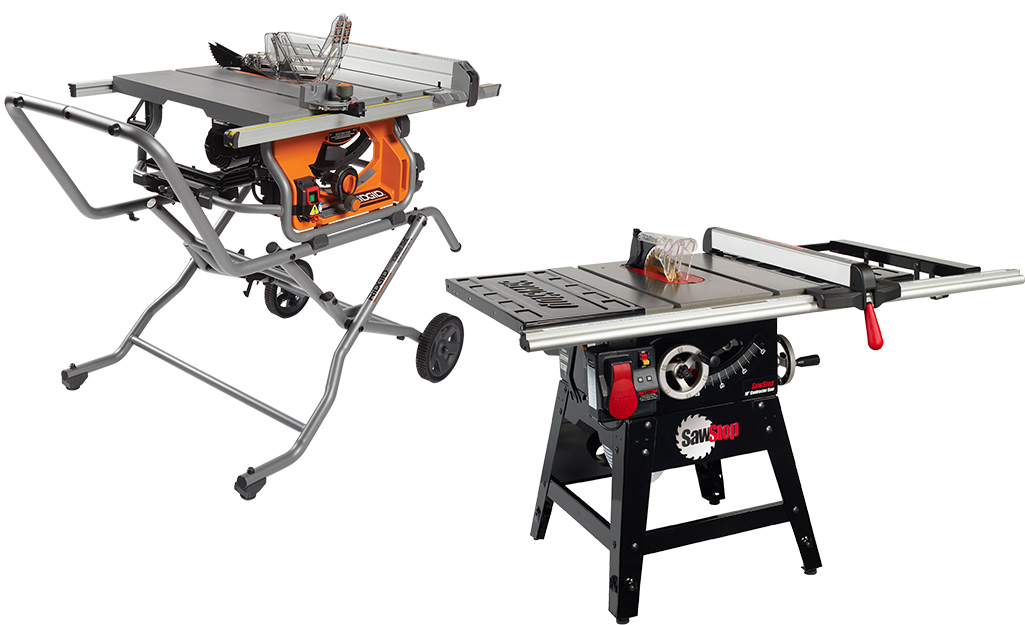 Two different types of table saws.