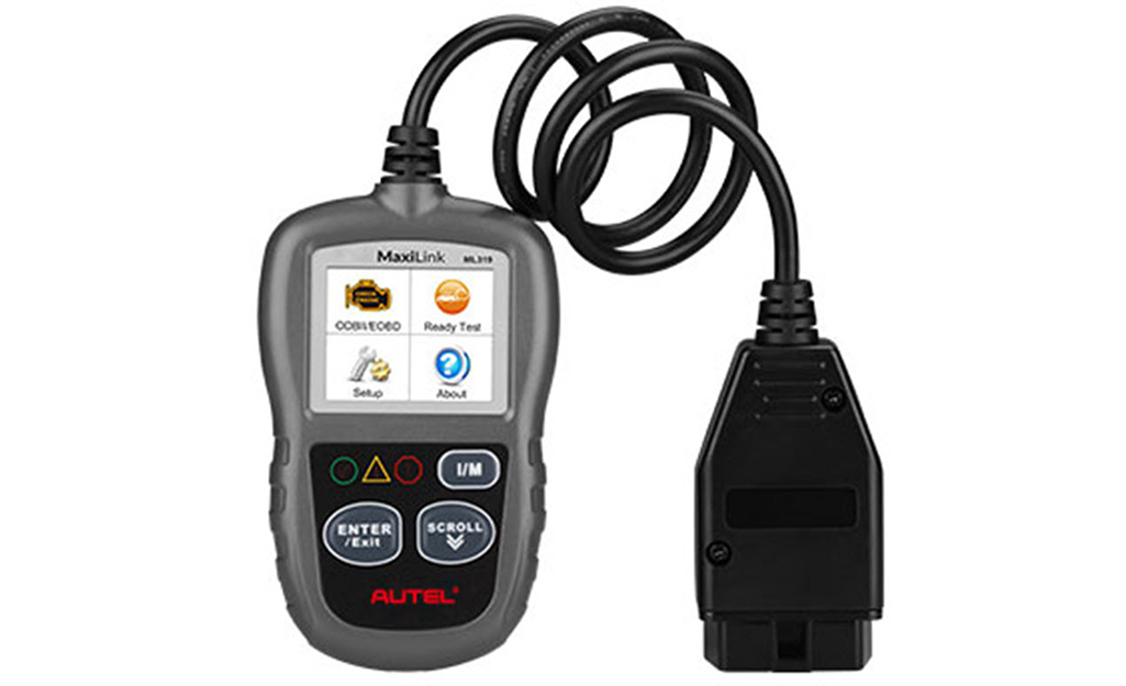 an OBD2 scanner against a white background