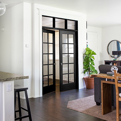 Interior double doors with glass