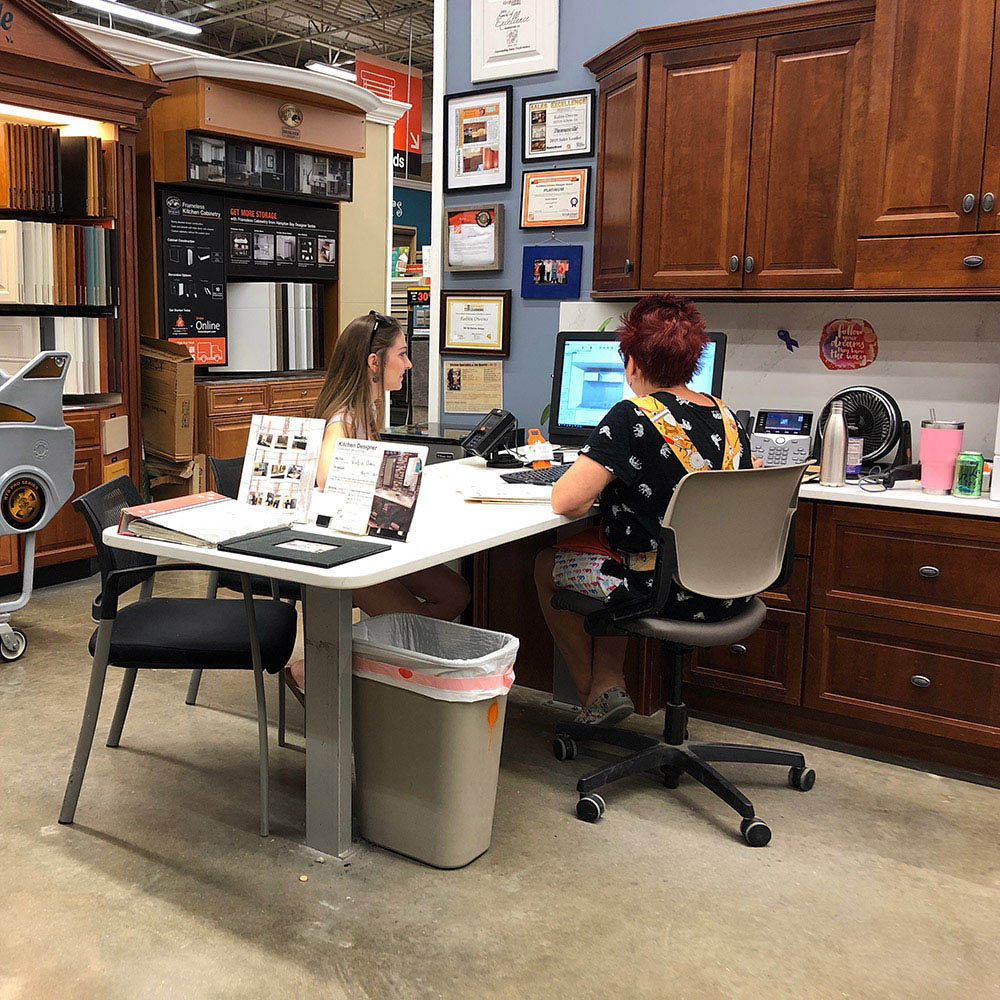 A woman at an in-store consultation at The Home Depot.