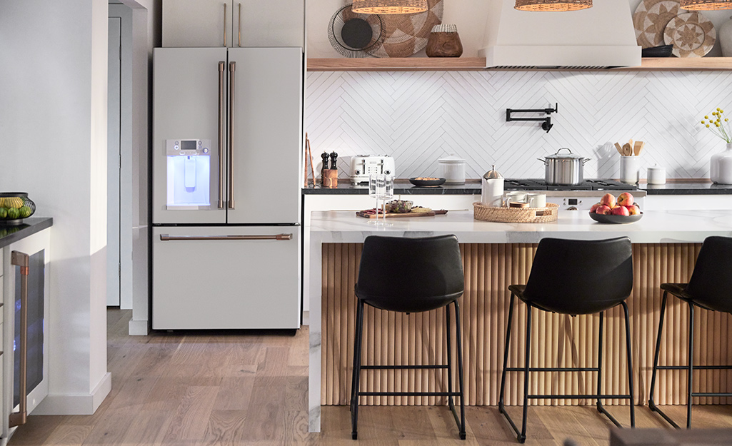 White Kitchen with GE Appliances - Transitional - Kitchen