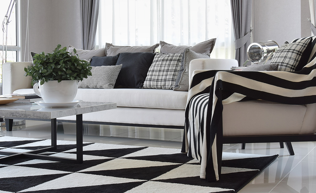 A black and white living room color scheme.