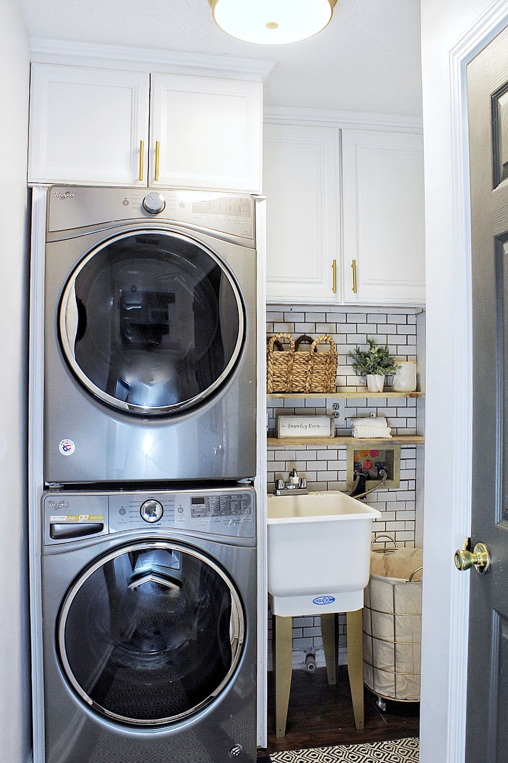 stackable washer and dryer in closet