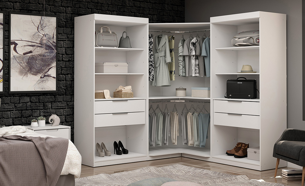 White closet with an abundance of storage.