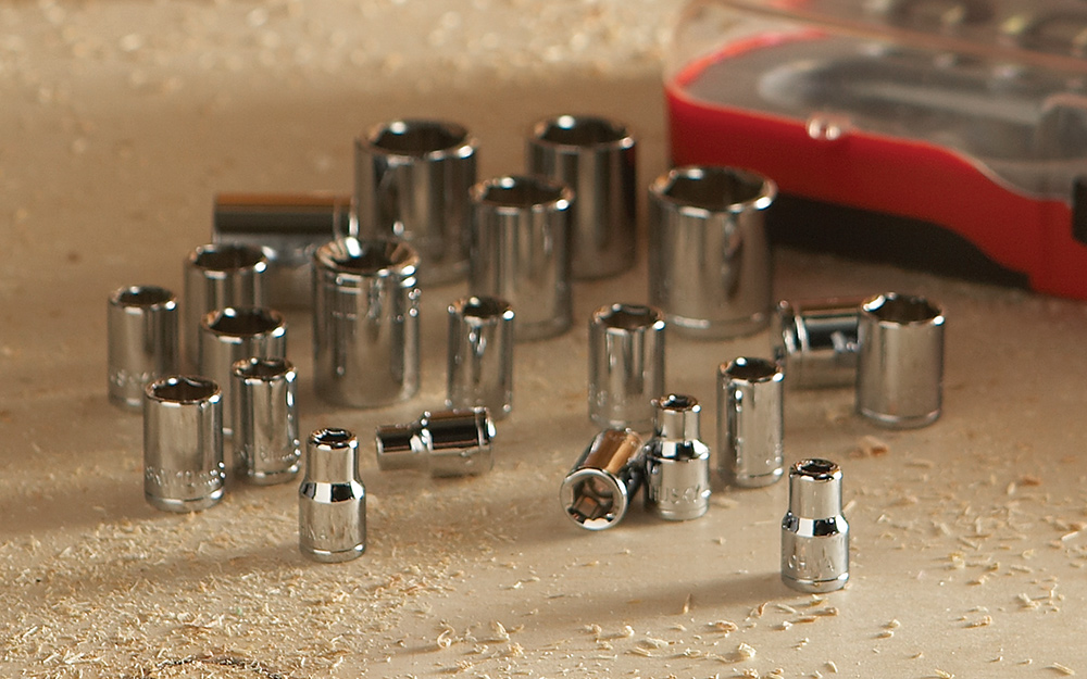 An assortment of sockets in different sizes.