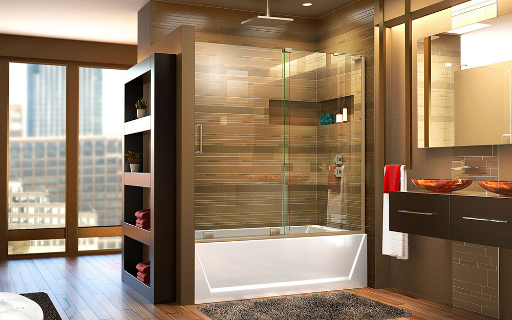 seamless tub shower doors