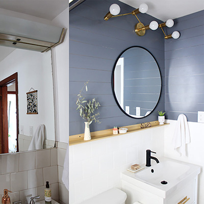 Small Bathroom Makeover With Painted Tile and Painted Floors