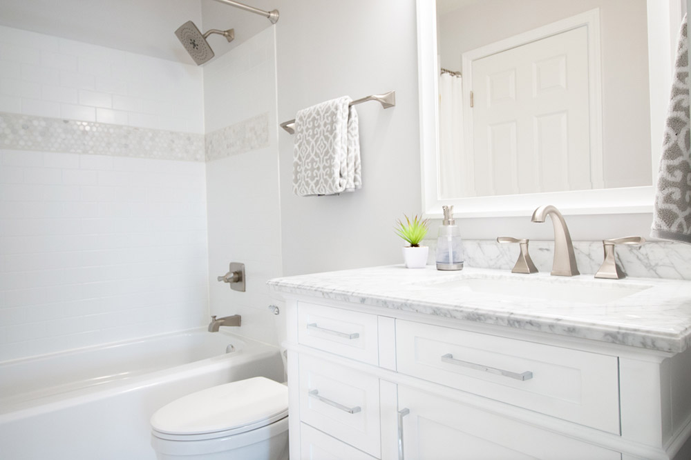 Small Bathroom Renovation With Delta, Home Depot White Bathroom Tile