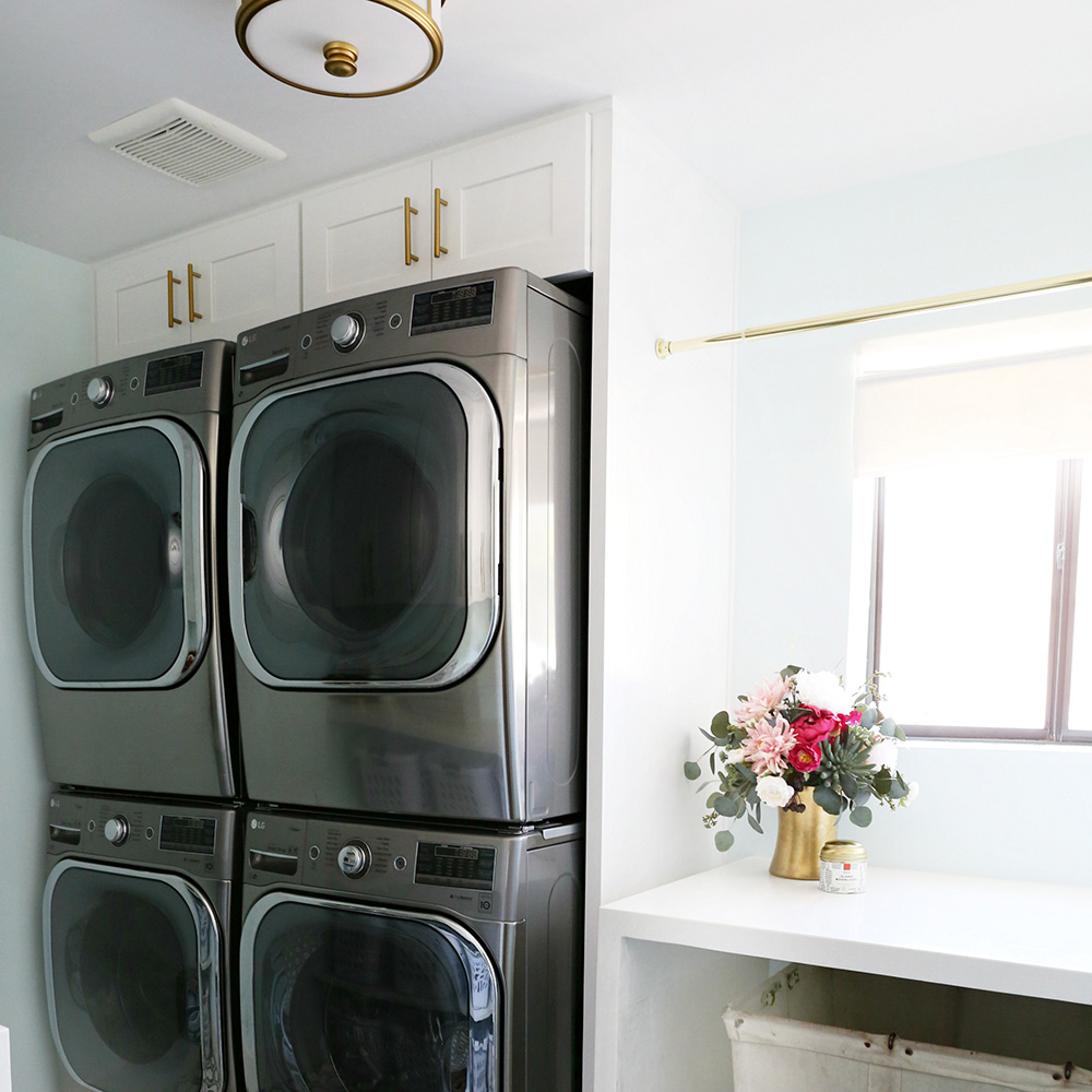 Small Space Laundry Room Makeover With Stackable LG Laundry Pairs - The ...