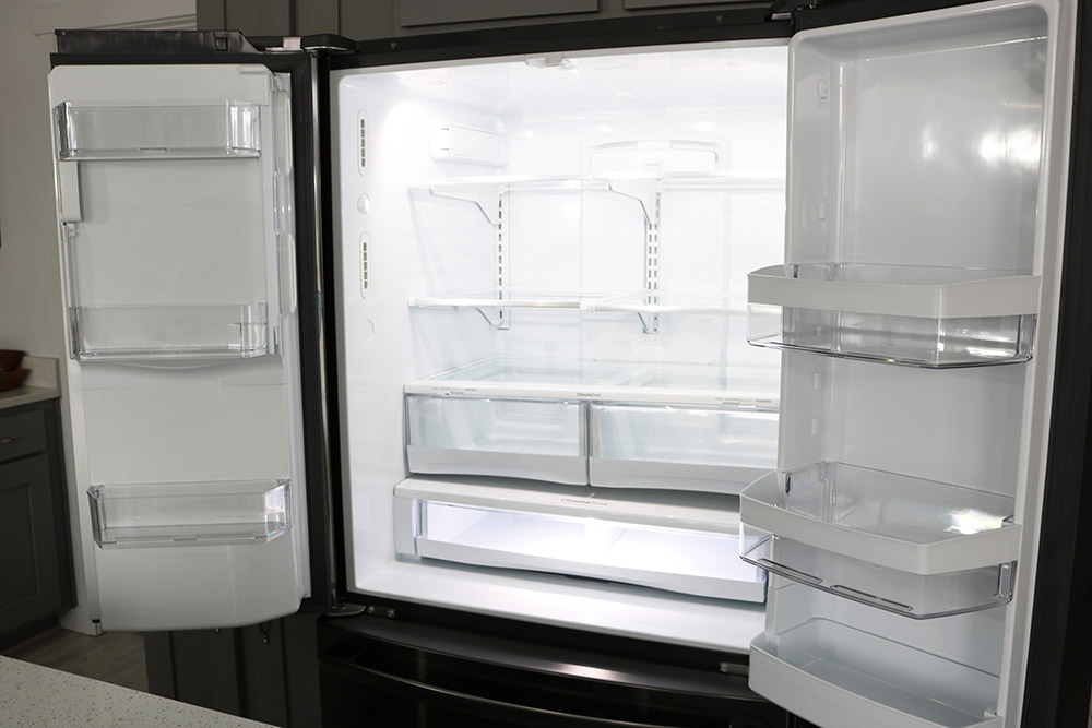 The inside of an empty refrigerator.