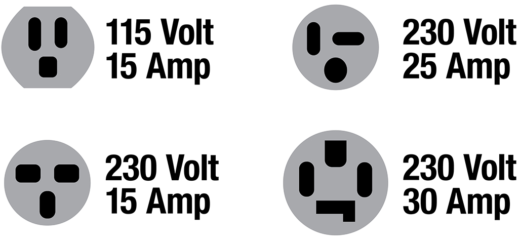 Illustration of four different types of air conditioner plug ins.
