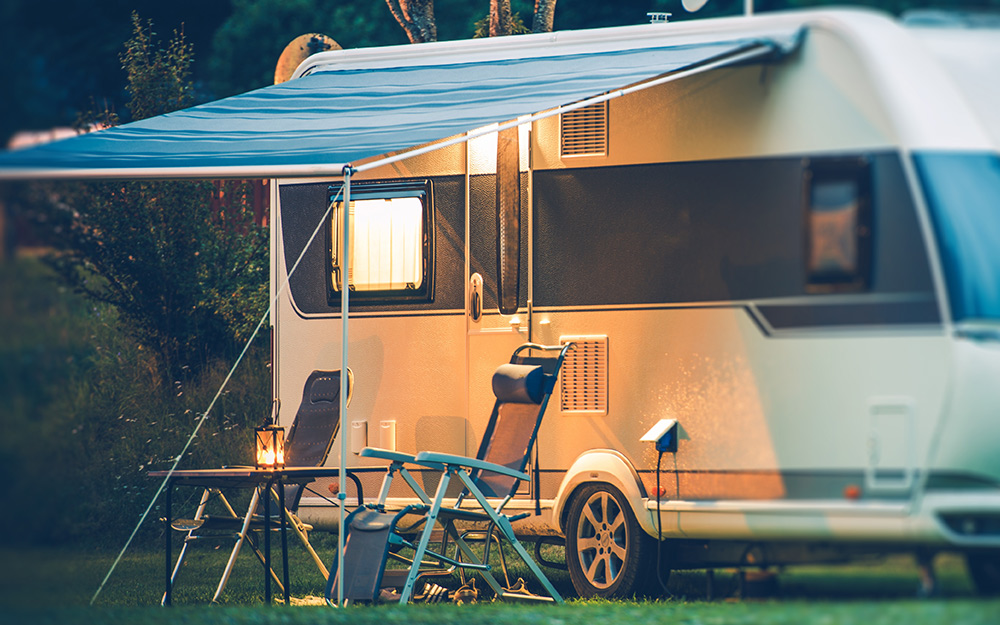 An awning on the side of an RV