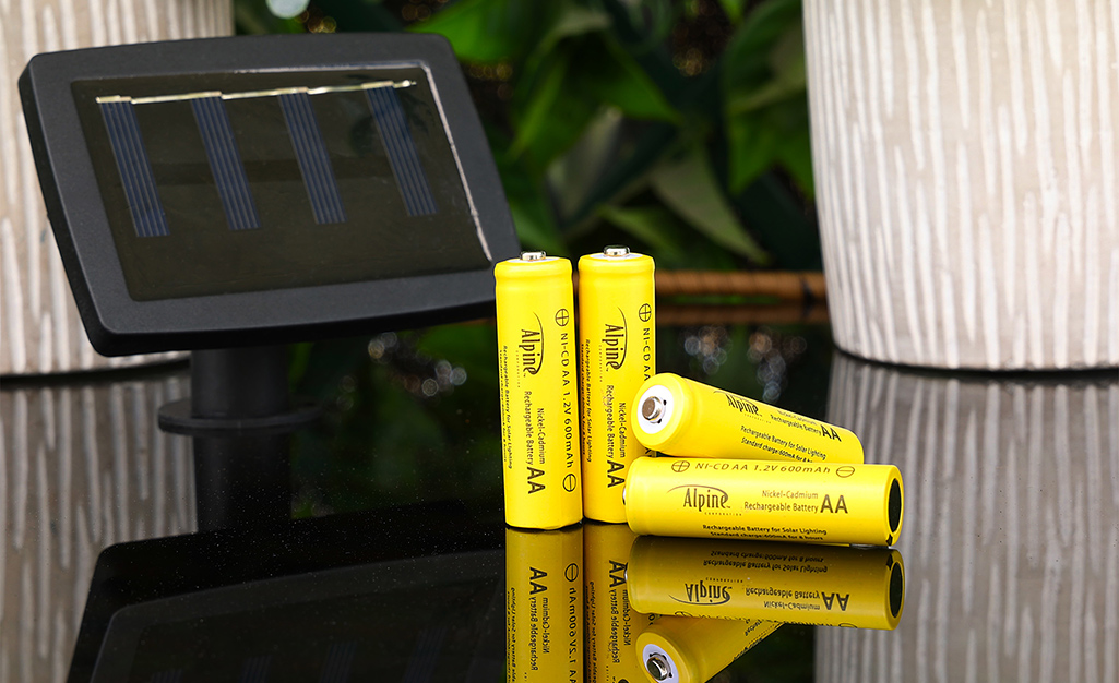 Rechargeable batteries on a table.