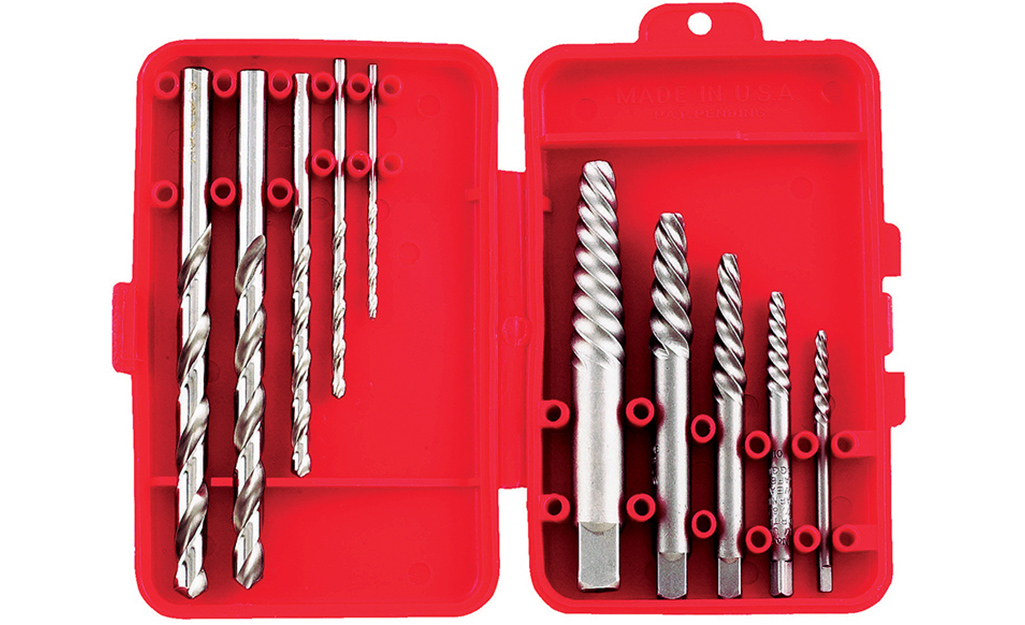 Drill bits displayed in an open case.