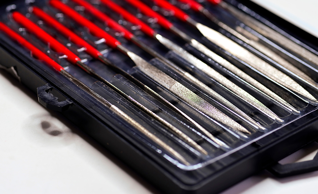 A set of file tools in a case.
