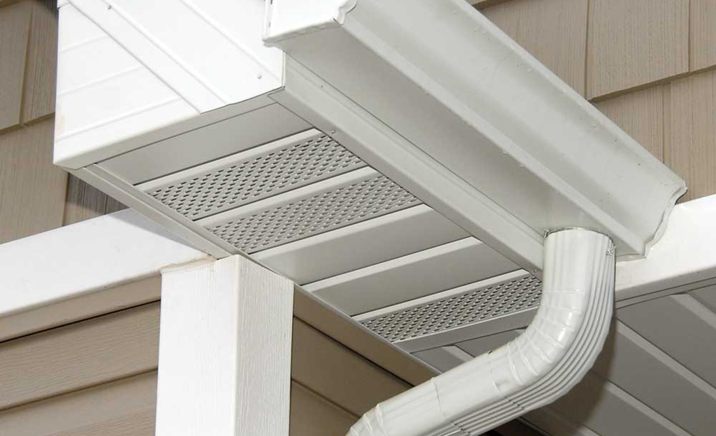 A k-style gutter installed on a house.