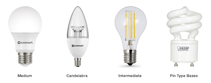 Common bulb base types