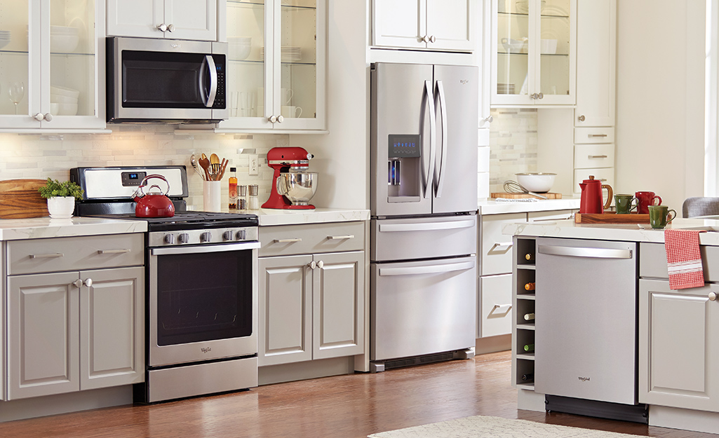 microwave installed above stove