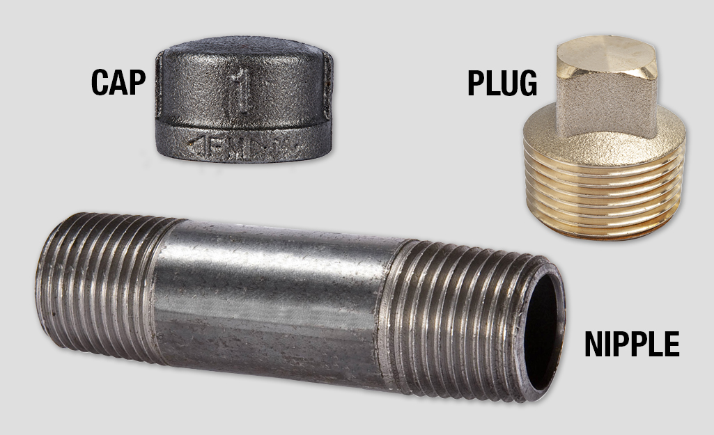 An image of three types of pipe fittings. 