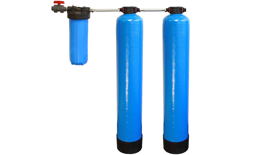 A light blue ion exchange water softener.
