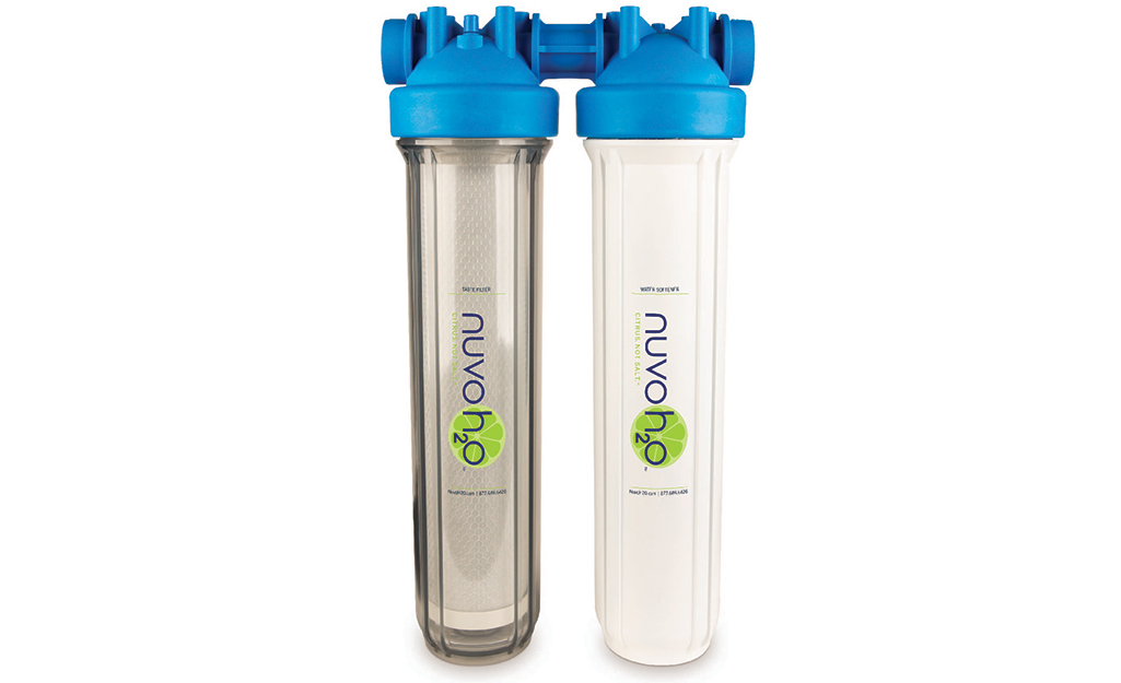 A dual clear salt-free water softener.