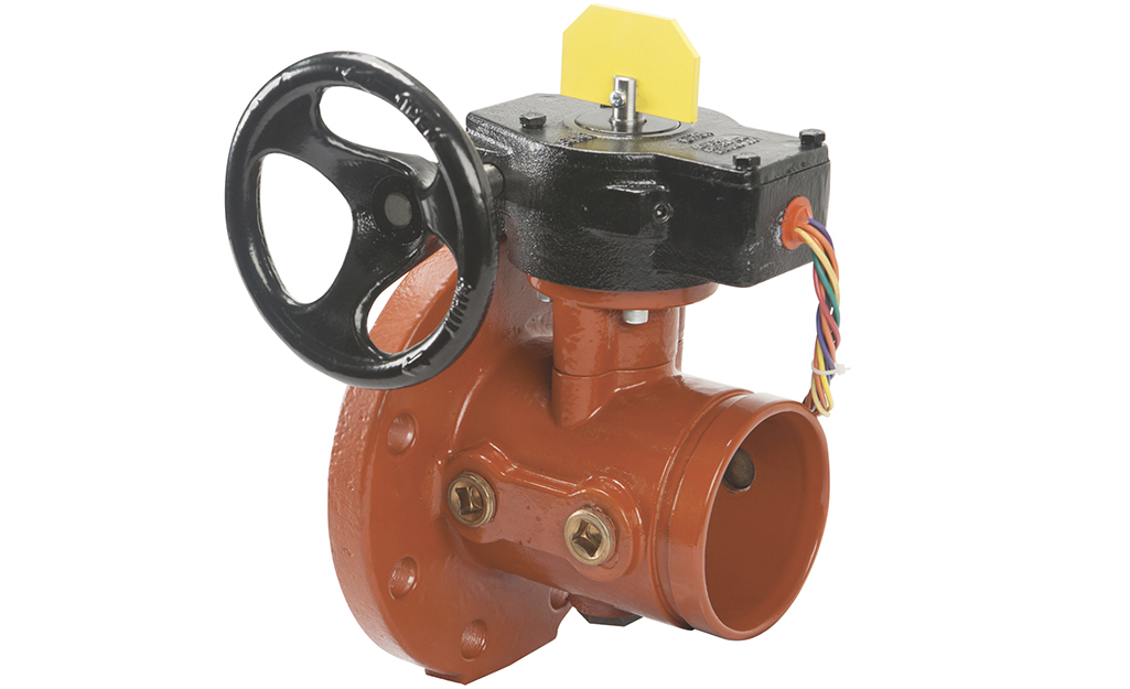 A picture of a butterfly water valve.