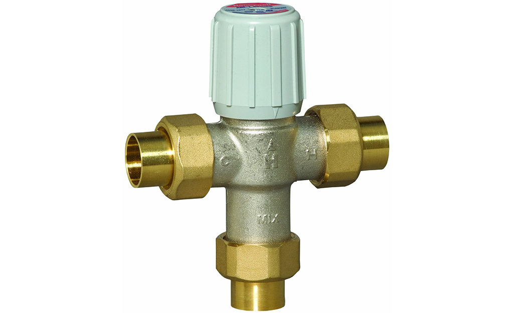 A picture of a mixing valve.