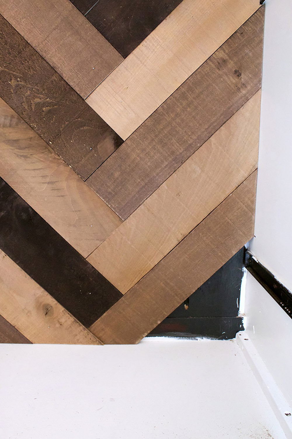 Upgrade an Old Armoire for a Weathered Wood Herringbone Look