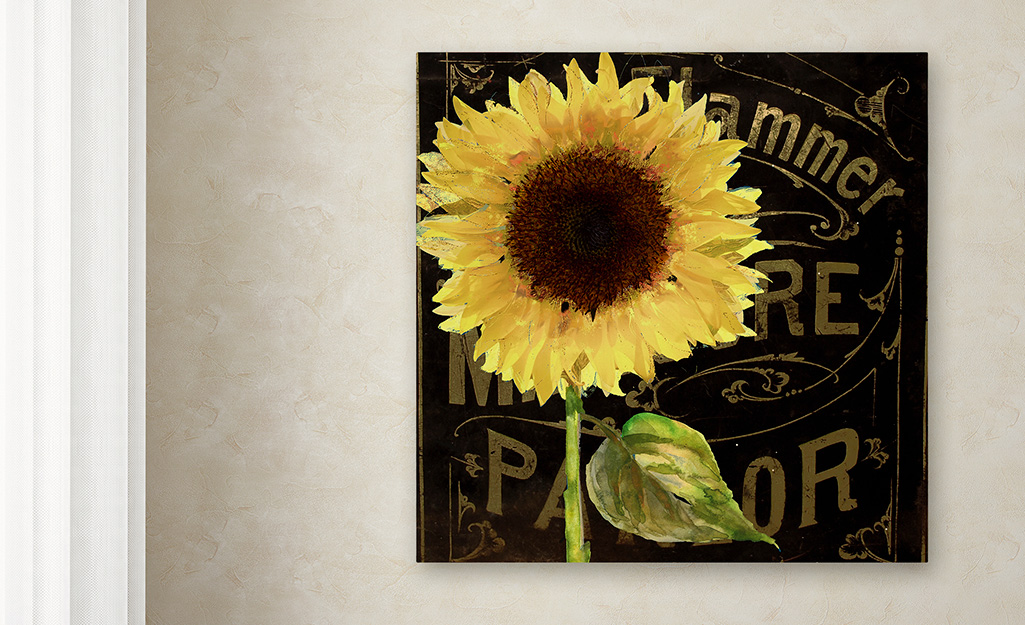 A wall canvas in an abstract flower design used as wall art.