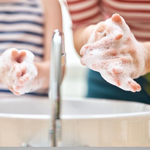 Family Washing Their Hands