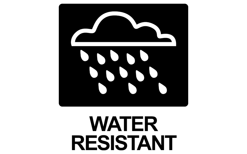 A symbol indicating water-resistant clothing.