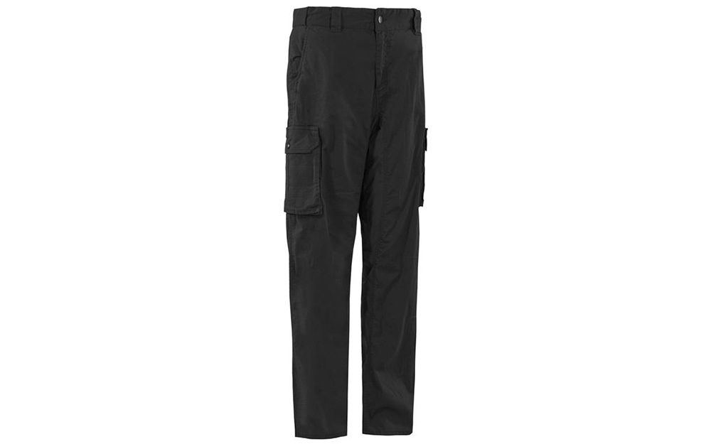 A pair of pants made with water-repellent fabric.