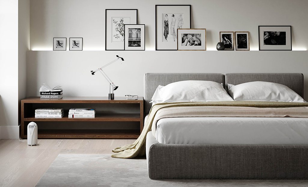 White Bedroom Ideas, Gray Headboard White Bedding