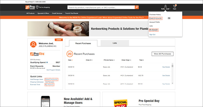 home depot consumer account