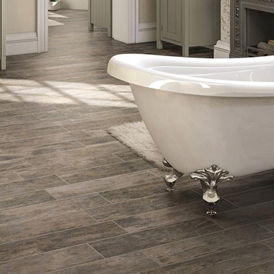 Introduce A Natural Element To Your Bath With Resilient Water Resistant Wood Or Stone Look Porcelain Tile Tiled Floors