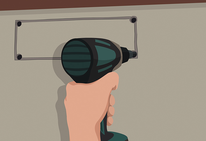 Cut inside drill locator hole - Install Range Hood Cut inside drill locator hole - Install Range Hood