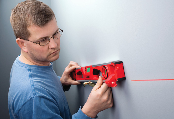 Using laser guided level - Measuring Marking Squaring Plumbing Using laser guided level - Measuring Marking Squaring Plumbing