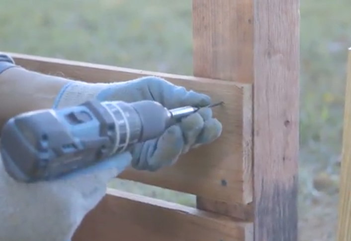 Install second set supports - Making Basket Weave Fence Install second set supports - Making Basket Weave Fence