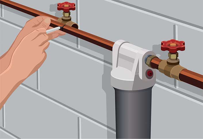 Assemble parts cutting - Installing Whole-House Water Filter Assemble parts cutting - Installing Whole-House Water Filter