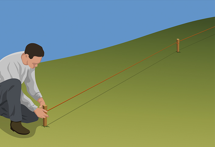 Building Fence Hill - Measure for the posts Building Fence Hill - Measure for the posts